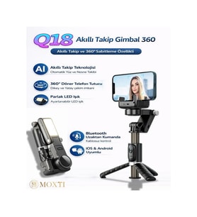 Q18 Gimbal Sabitleyici ile Profesyonel Çekimler ve Işıklı Selfie Çubuğu