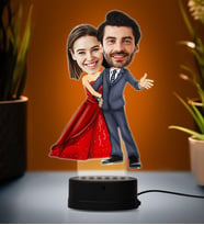Doğum Günü Hediyesi,Sevgiliye Hediye, Kişiye Özel Fotoğraflı Mükemmel Çift Karikatür 3D Led Lamba (Beyaz)