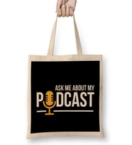 Ask Me About My Podcast Cute Podcasters Bez Çanta Uzun Saplı