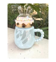 Tavşan Kapaklı Ponpon Kupa Mug mavi