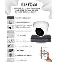BESTCAM 1 Kameralı Set 5 Mega Piksel Sony Lensli FULL HD Gece Görüşlü Güvenlik Dome Kamera Seti 500 GB Hard Disk