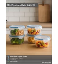 Mini Erzak Saklama Kabı Seti 4'lü Bpa Free Gıda Kutusu Bpa Free Hava Almaz 350 ml