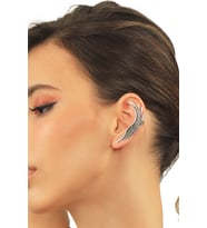 Kadın Antik Gümüş Kaplama Çivili ve Sıkıştırmalı Model Ear Cuff Sol Kulak Melek Kanadı Küpe