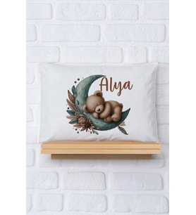 Pia Baby Premium %100 Pamuk İsme Özel Kız Bebek Yastık Kılıfı 35*45 cm 5002-12 (Ekru)
