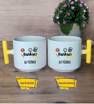 Bankacı Kupa Bardak T Sarı Kulplu Bankacıya Hediye Bankacılar Günü Hediyesi