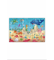Yunus Balığı ve Arkadaşları  3-9 Yaş Çocuklar için 24 Parçalı Ahşap Puzzle Yapboz