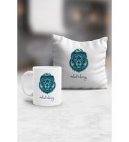 Kişiye Özel Cool Aslan Kupa ve Yastık Hediye Seti Aslan Baskılı (Beyaz)