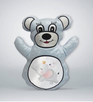 BK Gift Sevimli Fil ve Tavşan Tasarımlı Mavi Ayıcık Yastık-2