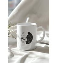 Tilki Ve Kurt Figürlü 330ml Baskılı Beyaz Seramik Kupa Bardak