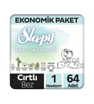 Sleepy Bio Natural Ekonomik Paket Bebek Bezi 1 Numara Yenidoğan 64 Adet