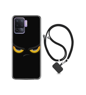 Oppo Reno 5 Lite Kılıf Silikon Ipli Boyun Askılı Desenlim Black Eyes 1644
