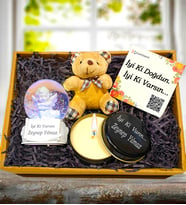 Kişiye İsme Özel Meleğim Benim Kar Küresi & Kokulu Mum & Peluş Ayıcık