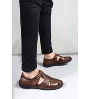 FAST STEP Hakiki Deri Erkek Klasik Sandalet 662MA119B (Taba)