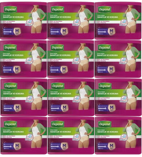 Depend Emici Külot Hasta Bezi Medium - Orta Kadın 120 Adet (12PK*10)
