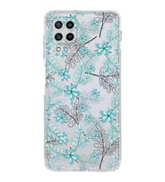 Samsung Galaxy M32  Kamera Korumalı Kapak Floral Su Yeşili Tasarımlı  Şeffaf  Kılıf