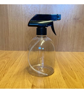 500 Ml  Siyah Tetik Spreyli Şeffaf Tombul Plastik Şişe , 500 Cc Spreyli Plastik Şişe x 4 Adet