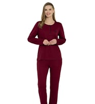 Pijadore Kadın Üç Düğmeli Uzun Kollu Mevsimlik Pijama Takımı 2208