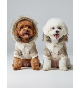 Creamy Camo Kamuflaj Desenli Krem Rengi Köpek Montu Kışlık Ceket