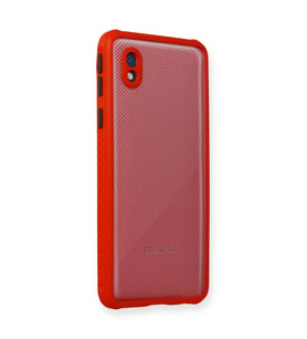 Samsung Galaxy A01 Core Kılıf Miami Şeffaf Silikon - Kırmızı