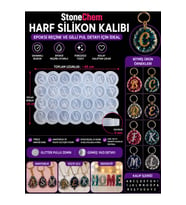Harf Silikon Kalıbı 45x25 cm – Epoksi Reçine Anahtarlık ve Kolye Ucu Kalıbı (Türkçe Alfabe) 4.5 CM