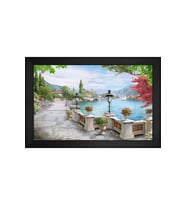 Manzara Temalı Kanvas Tablo 80 x 110 cm Siyah Çerçeve