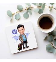 Kişiye Özel Seyahateki Erkek Karikatürlü Bardak Altlığı