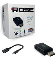 Rose Mini Kablosuz Carplay USB ve Type-C Uyumlu Araç Multimedya Adaptörü (Siyah)