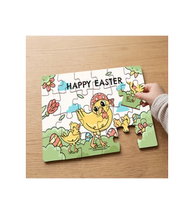 Eğlenceli Civcivler - Happy Easter Tasarımlı 24 Parça Ahşap Çocuk Puzzle MPK0672