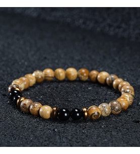 Sertifikalı Doğal Taş Kadın Erkek Bileklik Onix Jasper Ve Hematit 6mm Tasarım
