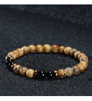 Sertifikalı Doğal Taş Kadın Erkek Bileklik Onix Jasper Ve Hematit 6mm Tasarım