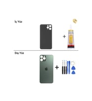 iPhone 11 Pro Max Yeşil Arka Kapak Arka Cam Batarya Kapağı Lazer Kesim Kapak Pil Kapağı + B-7000 Yapıştırıcı + Tamir Seti
