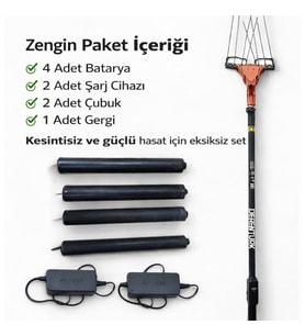 Derentürk Li Force 36V 540W 3.75m 3.5kg Teleskopik Taraklı Çırpıcı Akülü Zeytin Hasat Makinesi