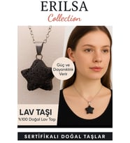 Sertifikalı Yıldız Model Lav Taşı Doğal Taş Kolye – Güç ve Dayanıklılık Taşı (Çok Renkli)