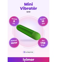 10 Fonksiyonlu USB Şarjlı Metalik Taşınabilir Yeşil Mini Vibratör – iyimor