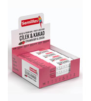 Semillas Çilek ve Kakao Glutensiz, Vegan, Alerji Dostu, Meyve ve Tohum Atıştırmalık Bar  35gr x 12 Adet (Kırmızı)