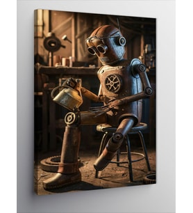 Kanvas Tablo Mekanik Robot Adam