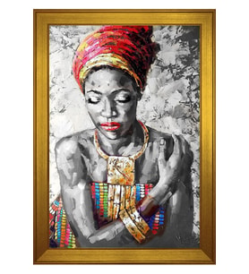 Kadın Motifli Kanvas Tablo 80 x 110 cm Gold Çerçeve