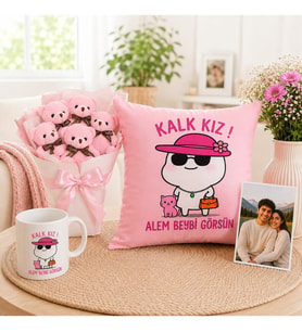 Kişiye Özel Ayıcık Buketi Kalk Kız Alem Beybi Görsün