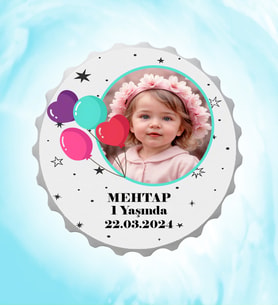 Kişiye Özel Balonlu Resimli İsimli Yıldız Kapak Magnet Açacak