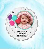 Kişiye Özel Balonlu Resimli İsimli Yıldız Kapak Magnet Açacak