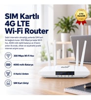 SIM Kartlı 4G LTE Taşınabilir Wi-Fi Router 300 Mbps, 4000 mAh Batarya