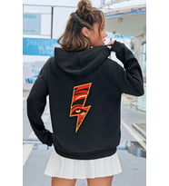 Unisex Yıldırım Baskılı Sweatshirt (Siyah)