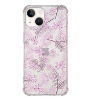 Apple iPhone 13 Mini Uyumlu Köşe Korumalı Antişok  Kapak Floral Pudra Tasarımlı Şeffaf  Kılıf