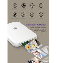 Hanin Taşınabilir Kablosuz Mini Fotoğraf Yazıcı Bluetooth Anında Baskı 5 Adet Fotoğraf Kağıdı Hediyeli