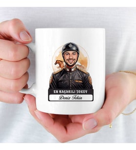 En Başarılı Erkek Jokey Karikatürlü Kupa Bardak