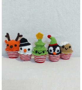 Sevimli Kafalar Yeni yıl Süsü Amigurumi Organik Oyuncak