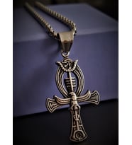 voyageaccessory Paslanmaz Kararmaz Çelik Antik Horus Göz Detaylı Mısır Nil Anahtarı Ankh Kolye