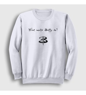 Presmono Unisex Beyaz What Would Buffy Do The Vampire Slayer Sweatshirt 433250tt (Beyaz)