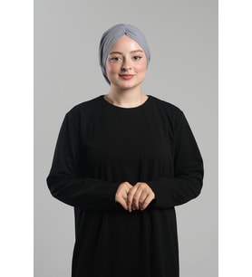 Gri Pratik Hazır Geçmeli Tesettür Bone Sandy Büzgülü Salaş 2119_15