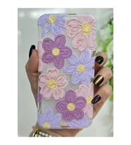 Iphone X / XS Uyumlu Pastel Renkli Çiçekler Desenli Şeffaf Telefon Kılıfı